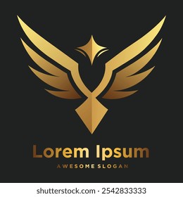 Luxurious Golden Bird Logo Vector Elegant Design in Premium Style brand concept Vector design