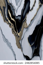 Luxurious golden and black marble abstract fluid art painting in alcohol ink technique. Luxury marble ink abstract art from exquisite painting abstract background.  marble ink abstract art