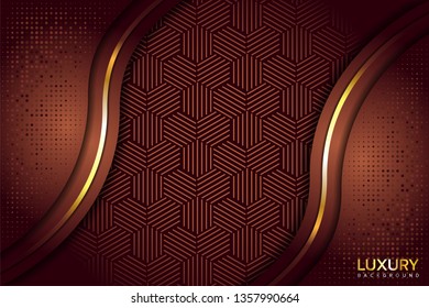 Luxurious golden brown background with a combination of golden lines in 3D style. Graphic design element. Elegant decoration. EPS 10 - Vector