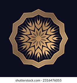 Luxurious golden color mandala design with background template vector