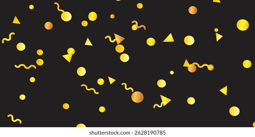 Luxurious Golden Confetti Showering Across a Deep Black Background: Opulent Glittering Design for New Year’s Eve Celebrations and Brochure Templates design