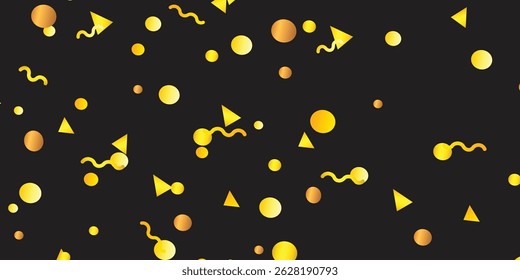 Luxurious Golden Confetti Showering Across a Deep Black Background: Opulent Glittering Design for New Year’s Eve Celebrations and Brochure Templates design