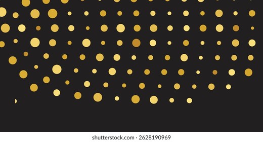 Luxurious Golden Confetti Showering Across a Deep Black Background: Luxury New Year’s Eve Design, Sparkling Wallpaper, and Brochure Template Cover"