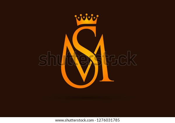 Luxurious Golden Crown Sm Logo Design Stock Vector Royalty Free