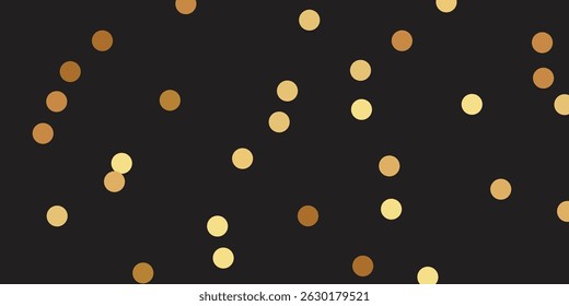 Luxurious Golden Dotted Glitter with black background and Sparkling Confetti Falling Gracefully on a Transparent Background for an Elegant Celebration Design. Soft Golden Glow and Glitter Dots.