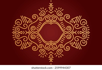 Luxurious golden ethnic tribal patterns on a red background.