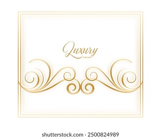 luxurious golden floral border frame background for wedding or invitation design vector