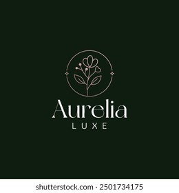 A luxurious golden flower logo stands out against a black background, exuding sophistication and elegance, Craft a clean and sophisticated logo for a luxury jewelry store Free Vector