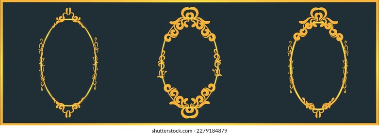 Luxurious golden frame border with Javanese carvings
