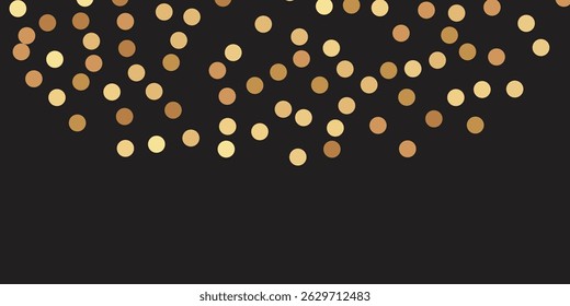 Luxurious Golden Glitter Dots with black background and Sparkling Confetti Gently Cascading on a Transparent Background, Creating a Magical and Elegant Celebration Effect"