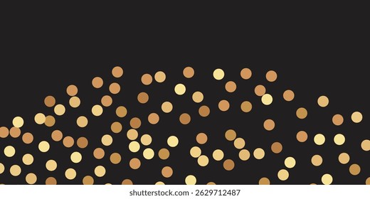 Luxurious Golden Glitter Dots with black background and Sparkling Confetti Gently Cascading on a Transparent Background, Creating a Magical and Elegant Celebration Effect"