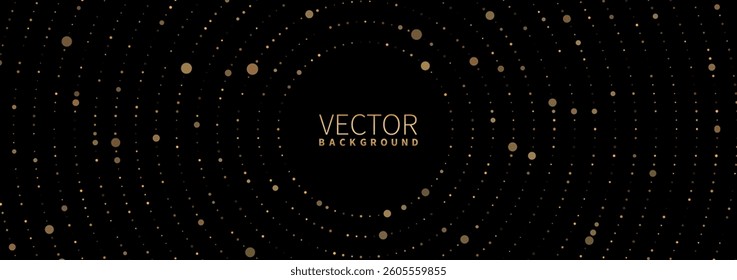 luxurious golden halftone circular frame with a dotted texture forming striking border and elegant design suitable for modern branding and creative projects on a black background.