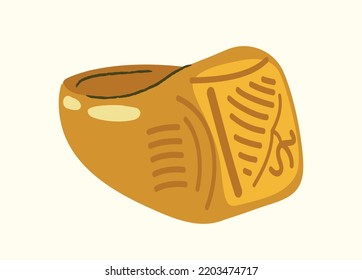 Luxurious golden jewelry. Sticker with stylish metal ring for men. Precious accessory or engagement gift. Design element for social networks. Cartoon flat vector illustration with beige background