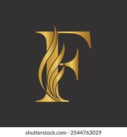 Lujoso diseño de logotipo de letra F dorada para una marca elegante y una identidad empresarial elegante