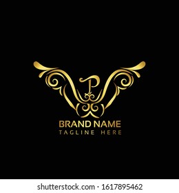 Luxurious Golden Logo template With Golden Letter "p"