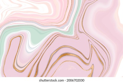 Luxurious golden marble texture. Abstract pink marble with gold. Vector abstract shiny pattern. Elegant design. Light pink background. Vector cover.