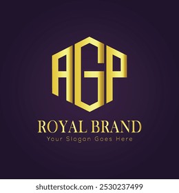 Luxurious Golden Monogram on Purple Background

