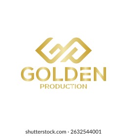 Luxurious Golden Production logo featuring elegant gold tones and a sleek film reel or spotlight icon, perfect for media companies, film studios, and creative agencies symbolizing quality and prestige