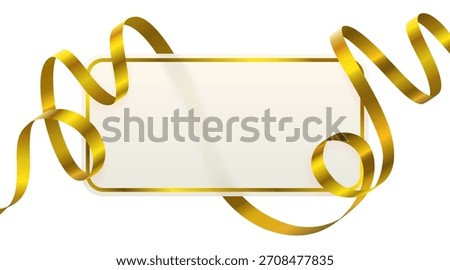 Luxurious golden ribbon frames a blank white space, perfect for festive announcements or elegant invitations. Vector illustration