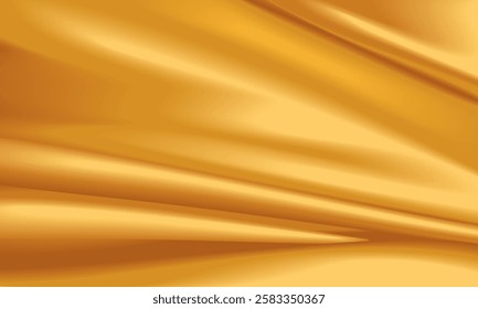 A luxurious golden satin fabric with smooth, flowing curves. Perfect for design projects related to elegance, fashion, or premium products. Ideal as a backdrop for invitations, ads, or websites.