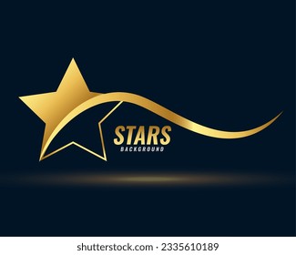 luxurious golden star background with shiny wavy design vector 