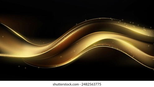 Ondas doradas de lujo con un resplandor radiante Fondo de Vector elegante y premium para Anuncios, carteles y Fondos de pantalla.