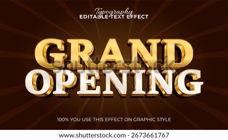 Luxurious Grand Opening editable text effect in a bold 3D golden style for graphic design