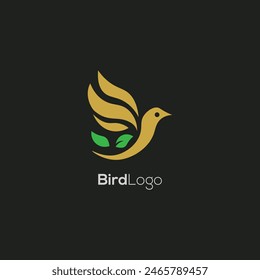 Luxurious Green and Gold Bird Logo for Premium Brands