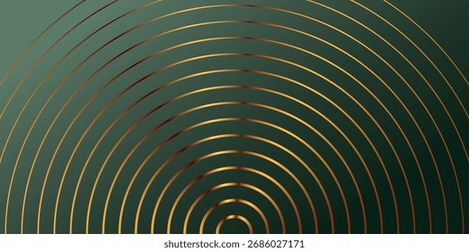 Luxurious green gradient abstract background with sparkling and elegant gold line decoration. Modern gold line style vector background concept. Vector illustration.