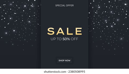 Luxurious horizontal sale banner for web and social media.