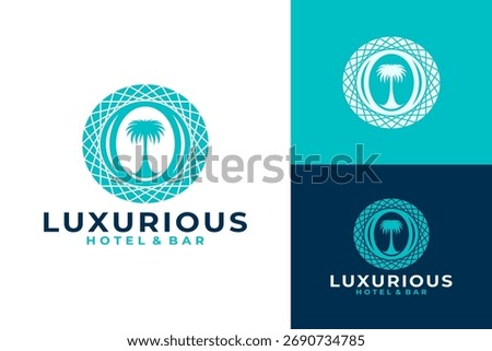 Luxurious Hotel and Bar Palm Tree Emblem Logo