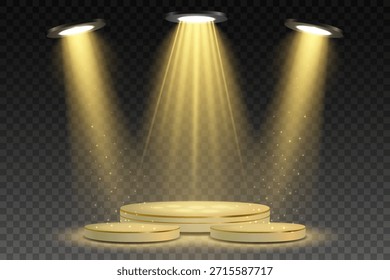 Pódio iluminado luxuoso para a apresentação.