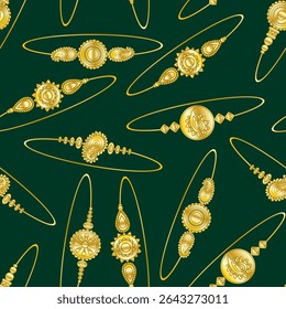 luxuoso indiano rakhi joias repetível fundo com elegantes pulseiras de ouro para celebrações culturais e eventos espirituais
