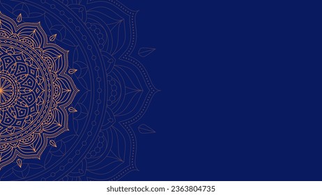 Luxurious Indigo Blue Mandala Simple Blank Vector Background

