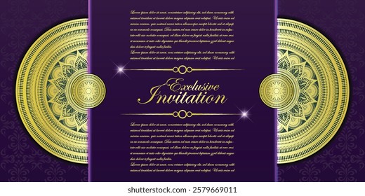 Luxurious Invitation card with mandala design, can be used for weeding, event, book cover, cover page, vector art illustration