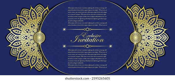 Luxurious Invitation card with mandala design, can be used for weeding, event, book cover, cover page, vector art illustration
