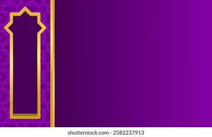 Luxurious Islamic background with bold purple and gold accents, perfect for Ramadan and Eid Fitr celebrations. The elegant geometric pattern adds a sophisticated, festive touch.