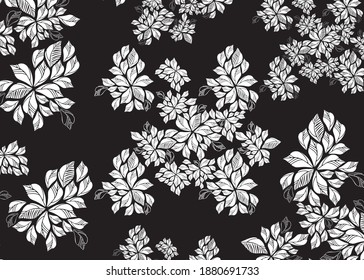 luxurious Japanese black backgrounds with leaves for cosmetics,health care, print, postcards, packaging, covers, vector illustration, wallpaper