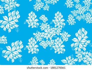 luxurious Japanese blue backgrounds with leaves for cosmetics,health care, print, postcards, packaging, covers, vector illustration, wallpaper