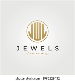 luxurious jewel initial logotype vector symbol illustration design, J W L letters initial logo design