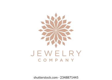 Luxurious jewelry with line art style logo icon design template. Elegant, gold, flat vector