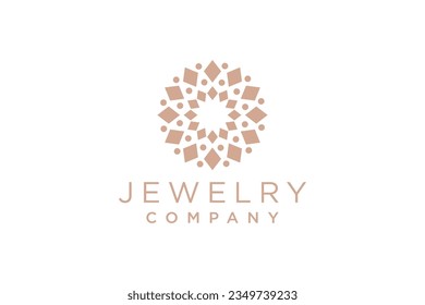 joyería lujosa con diseño de icono de estilo de arte de línea. Elegante, dorado, vector plano