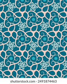Luxurious lattice art seamless pattern. Art forms are grouped and arranged in a specific order. Vector image for print, textile, packaging, interior design and your other projects.