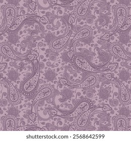 Luxurious Lavender Paisley Pattern Seamless Design