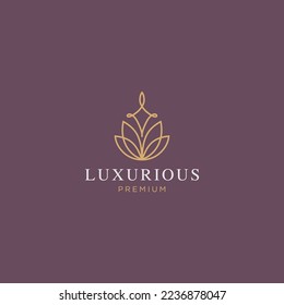 luxurious leaf logo icon minimal concept vector design template