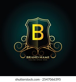 Luxurious Letter B Symbol Background Royal Signature Design  vector