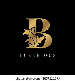 luxurious letter B vintage floral decoration victory brand boutique logo spa beauty care salon make up artist identity design element cottage initial bridal wedding gown designer