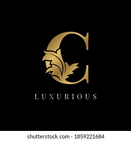 luxurious letter C vintage floral decoration victory brand boutique logo spa beauty care salon make up artist identity design element cottage initial bridal wedding gown designer