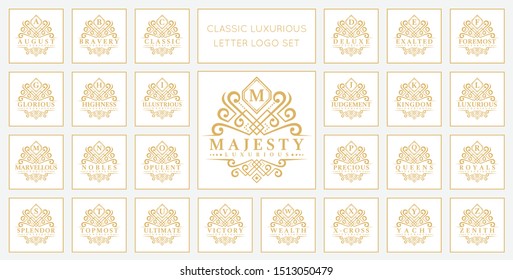 Luxurious Letter Logo Set with classic ornament style vector