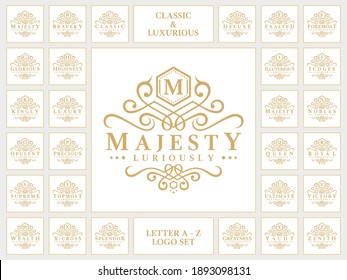 Luxurious letter logo set with classic ornament style 